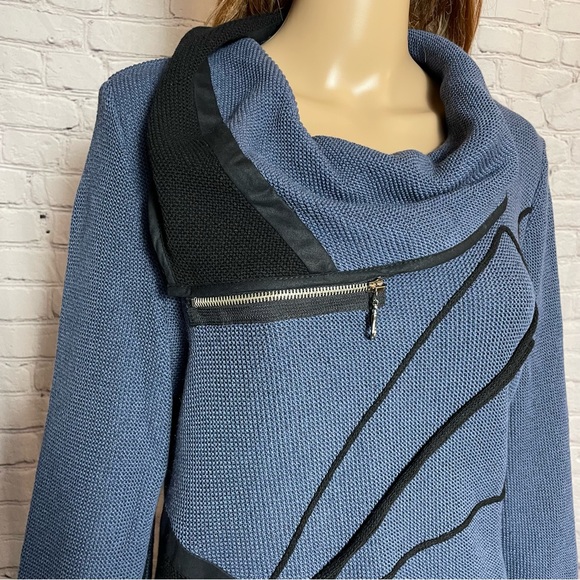 New Jaskar Sweater Blue Black Cotton Blend European Sweater Size L - Picture 2 of 14